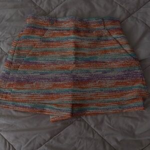 Maje White Skort with Multicolor Stripes